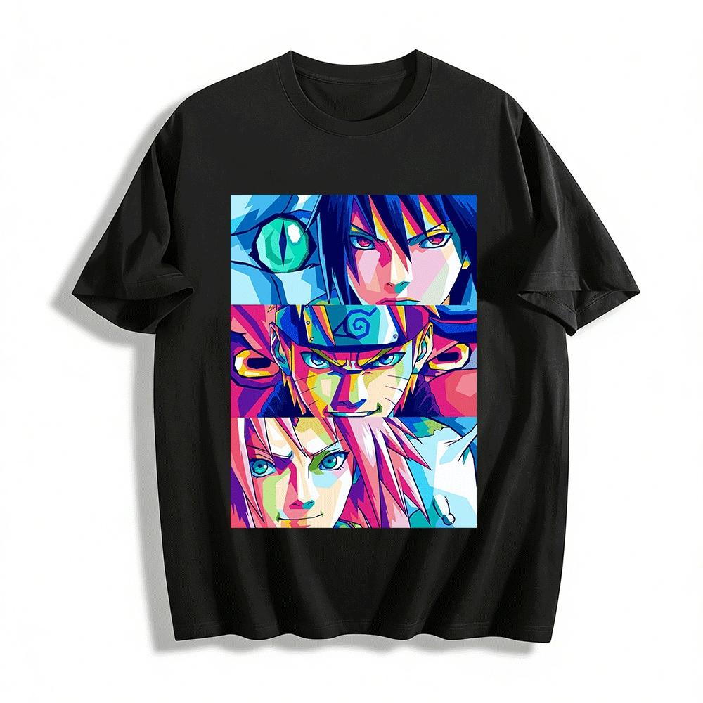 

Naruto Team 7 Pop Art Print T-shirt Anime Fans Casual Top Pure cotton T-shirt XXS