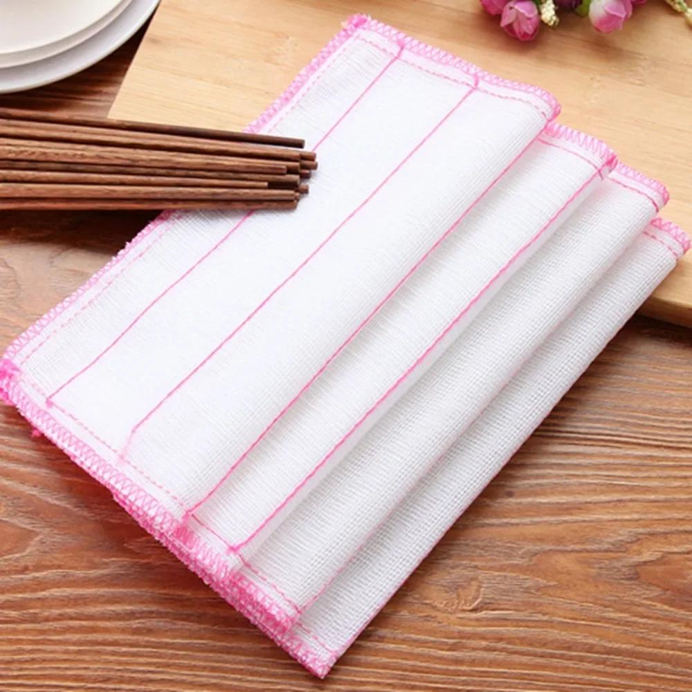 New Household Cleaning Cloth Kitchen Non Greasy Dishwashing Cloth Thickened 5-layer 28 * 28cm Cotton Yarn Brush Bowl