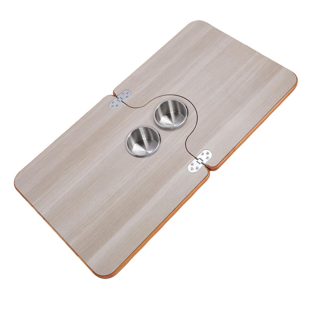 RV Tabletop 29.53x15.35in Solid Wood Folding Desktop Panel with 2 Stainless Steel Cup Holder for Trailer Motorhome