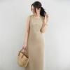 A New Japanese Summer Dress with A Knitted Base Layer for A Petite Woman, A Sleeveless Halter Dress