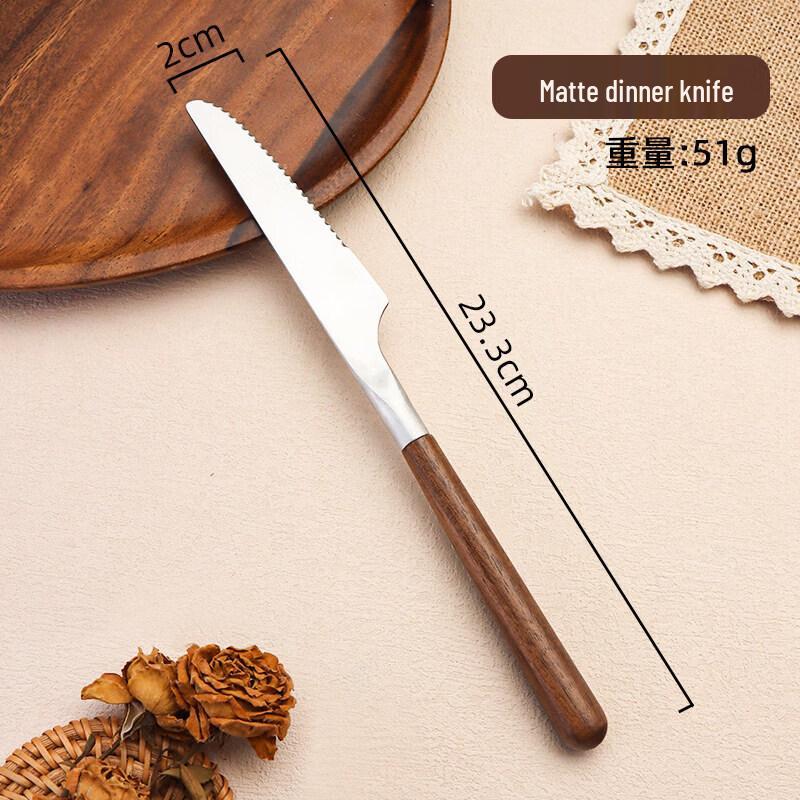 Qiwei 304 Stainless Steel Cutlery Set with Walnut Handles