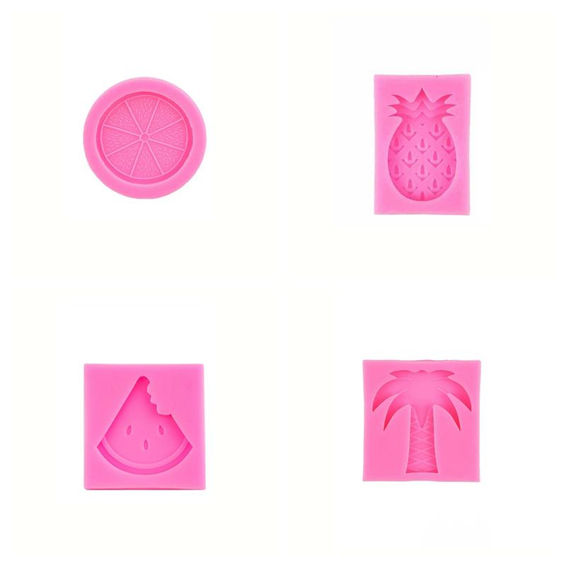 WTEMPO 4pcs Summer Themed Epoxy Resin Molds DIY Creative Styling Design Silicone Molds Clay Crafts Production Molds Set 4pcs розовый