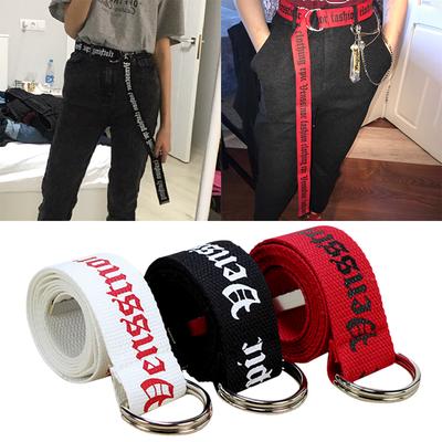 Neutraler Nylon-Canvas-Gürtel Damen Herren D-Ring-Schnalle Gürtel 130 cm