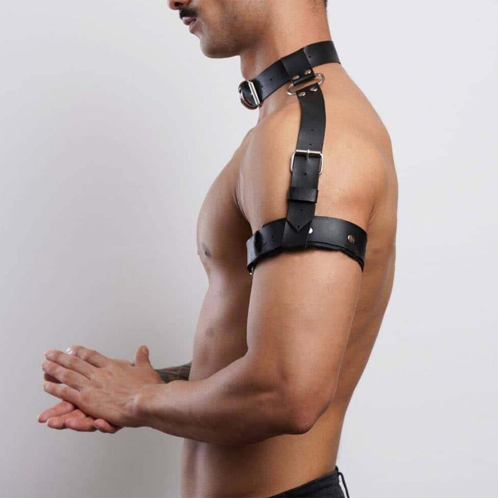 Men's Sexy PU Leather Chest Harness Gay BDSM Bondage Cage Lingerie Punk Rave Erotic Accessory Fetish Clothing