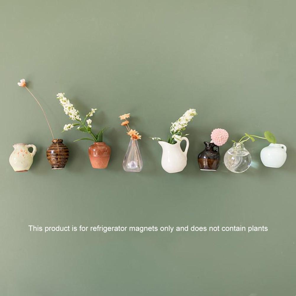 Ceramics Vase Fridge Magnet Lightweight Porcelain Vase Refrigerator Magnet Waterproof 3D Vase Decoration Magnet for Home Decor