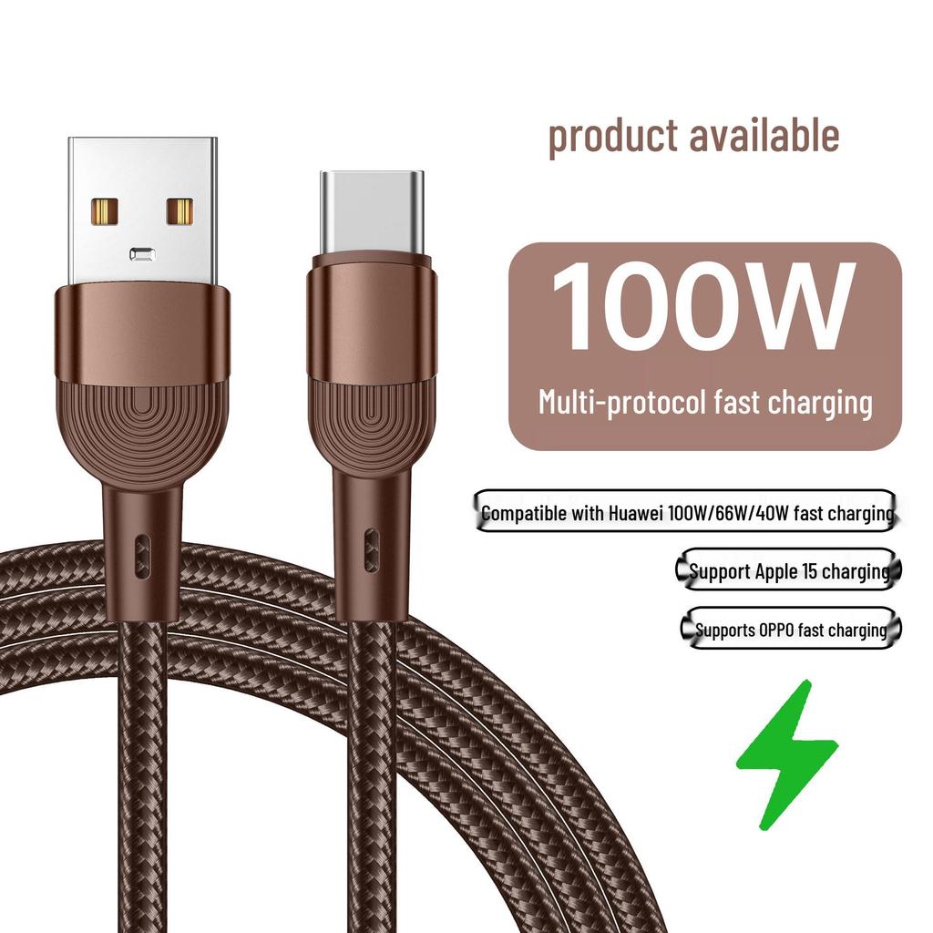100W Dual Type-C Fast Charging Cable, 6A C-to-C for Huawei, Apple, Universal Mobile Use