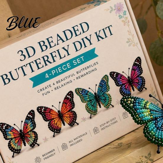 Creative DIY Hobby Kit 3D Beaded Butterfly Craft Kit Tiny Animal Handmade Art Set Weekend Activities with Instruction Cute 4-Pack Butterflies