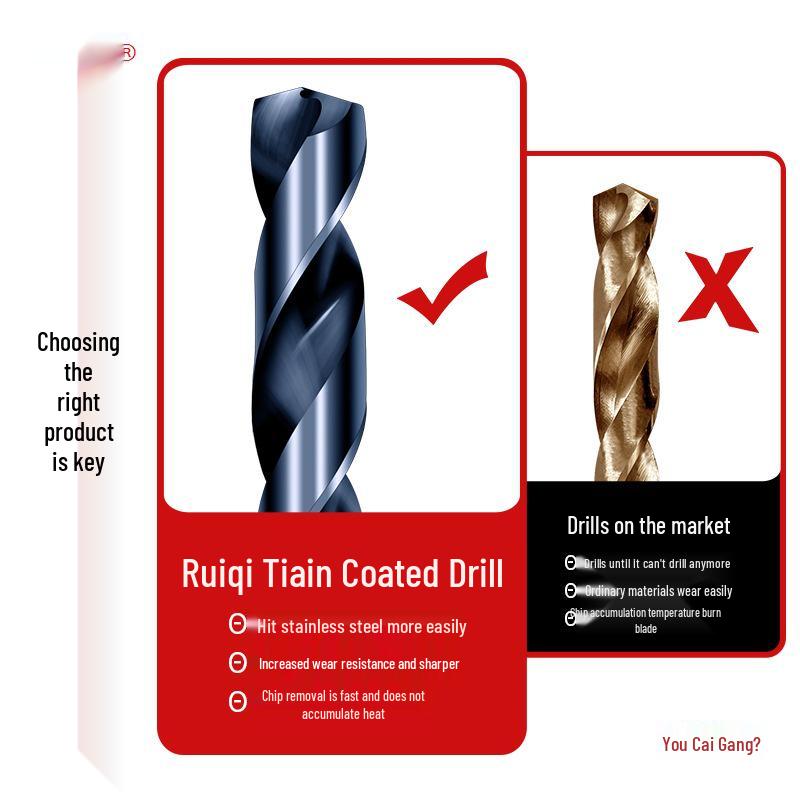 Cobalt-Coated Twist Drill Bit for Iron & Stainless Steel with Nano Coating, Ideal for High-Strength, Hard Material Drilling