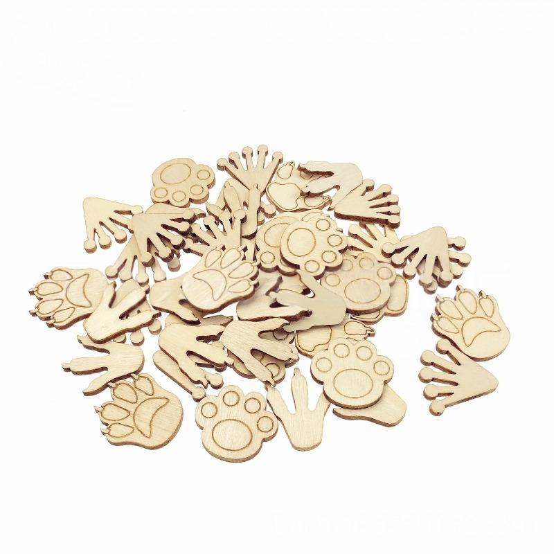 50PCS Mini Dog Paw Wood DIY Crafts Cutouts Wooden Little Cat Claw Shaped Ornaments for DIY Projects Pets Party Decorations