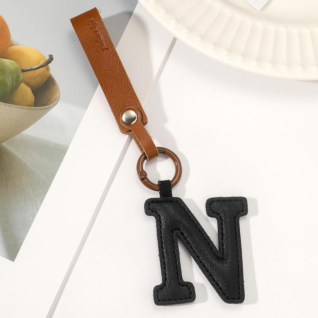 Stylish & Versatile Leather Alphabet Keychain Pendant