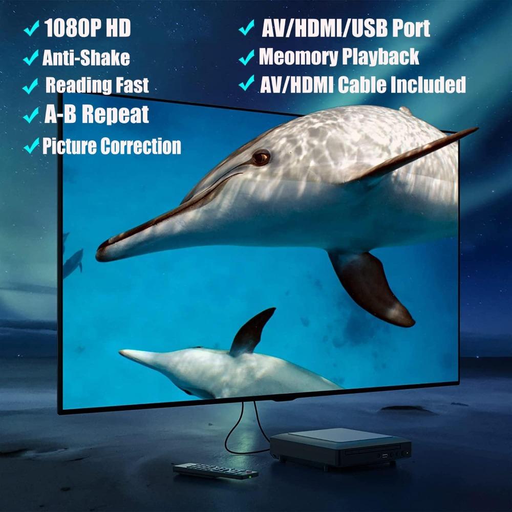 Mini HD DVD-Player, Heim-CD-Player, DVD-Player für TV, wird mit HDMI- und RCA-Audio-Video-Kabeln geliefert, aufrüstbar auf HD 1080p