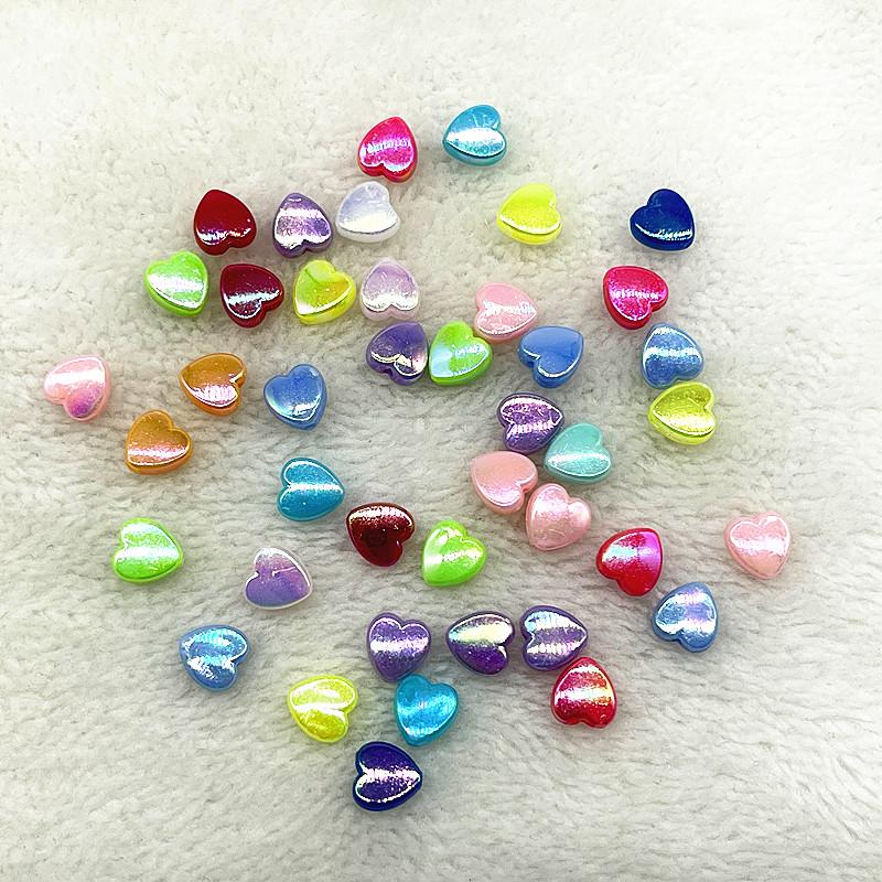 50pcs 8mm AB Colour Heart Shape Acrylic Beads Loose Spacer Beads for Jewelry Makeing DIY Bracelet Necklace Accessories