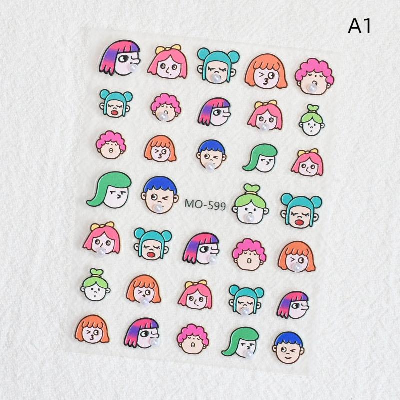 Cute Nail Charm for Salon Accessories Cartoon Bubble Blowing Girl Nail Art Stickers Summer Themed Manicure Decals