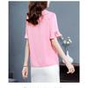 Women's Buttons Blouse Summer Korean Solid Blue White Tops Ladies Short Sleeve Office Peter Pan Collar Chiffon Blouses