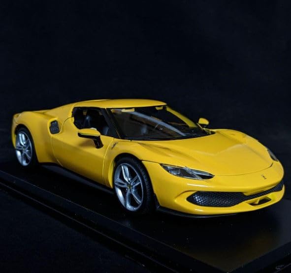 Maisto 296 GTB Yellow Speciale 1/18 Scale Special Edition Diecast Car with Display Base, Opening Doors, and Working Suspension