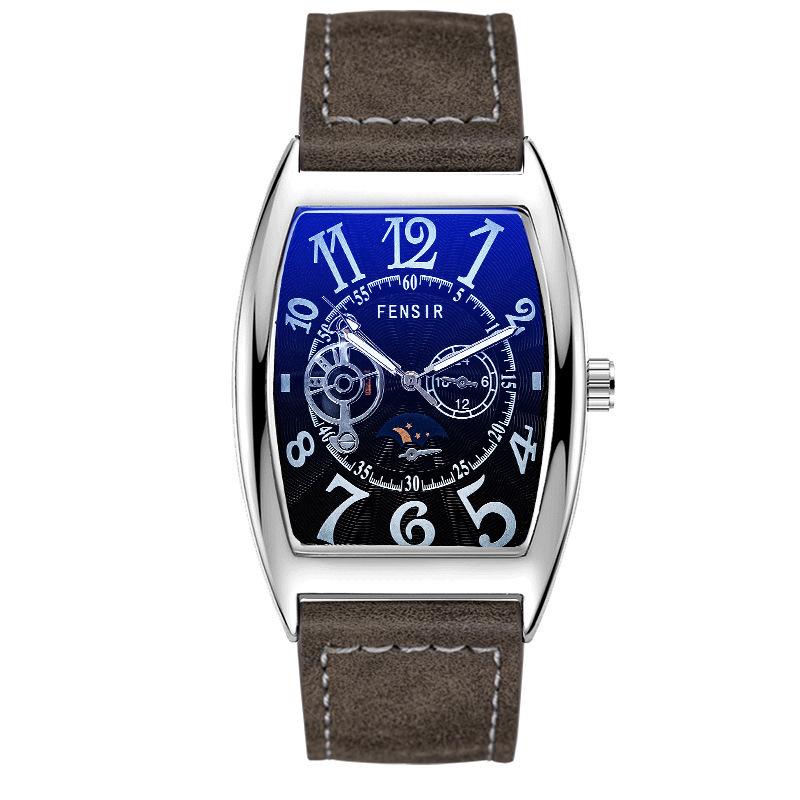 Barrel Watch Men's Imitation Mechanical Belt Quartz Watch Fashion Watch North America