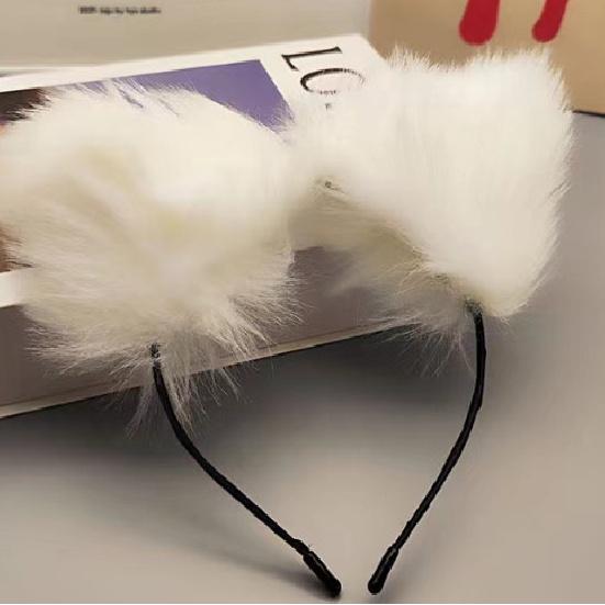 Black Lace Cat Ears Headband with Feather, Halloween Cosplay Hair Accessory for Women