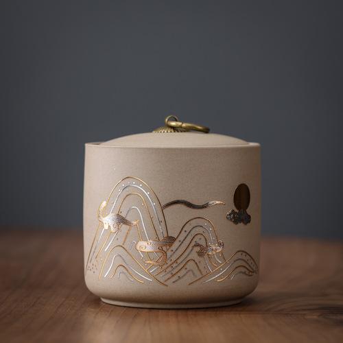 Creative Ceramic Storage Jar Purple Clay Storage Tea Jar Moistureproof Home Candy Nut Sealed Box Food Storage Container Gift New
