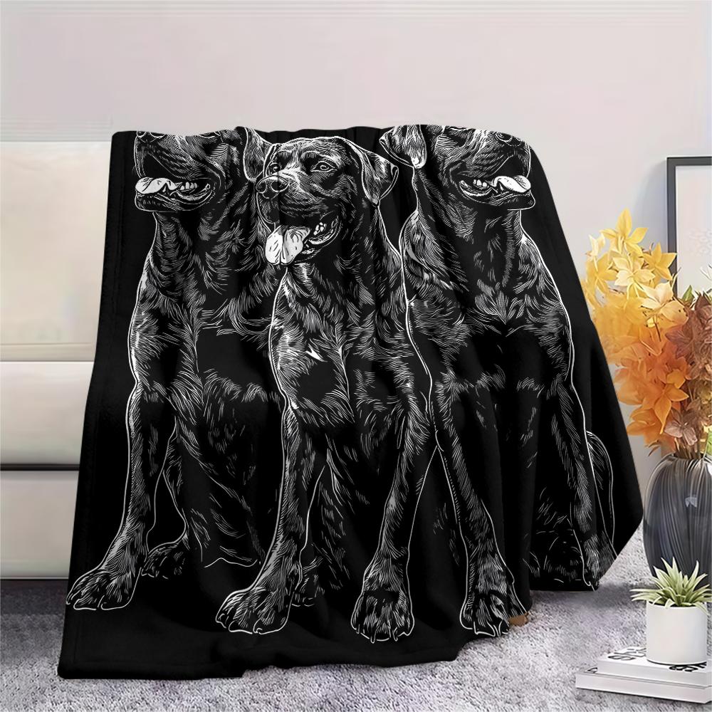 Schwarzer Rottweiler, Muster Flanelldecke, Hohe Qualität, Bequem für alle Jahreszeiten, Heimdekoration, Wärme und Komfort, Perfekt für Geschenke.