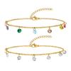 Charms Cubic Zirconia  Anklet Bracelet On Leg  for Women, Summer CZ Foot Chain, Elegant Delicate Beach Holiday Gift