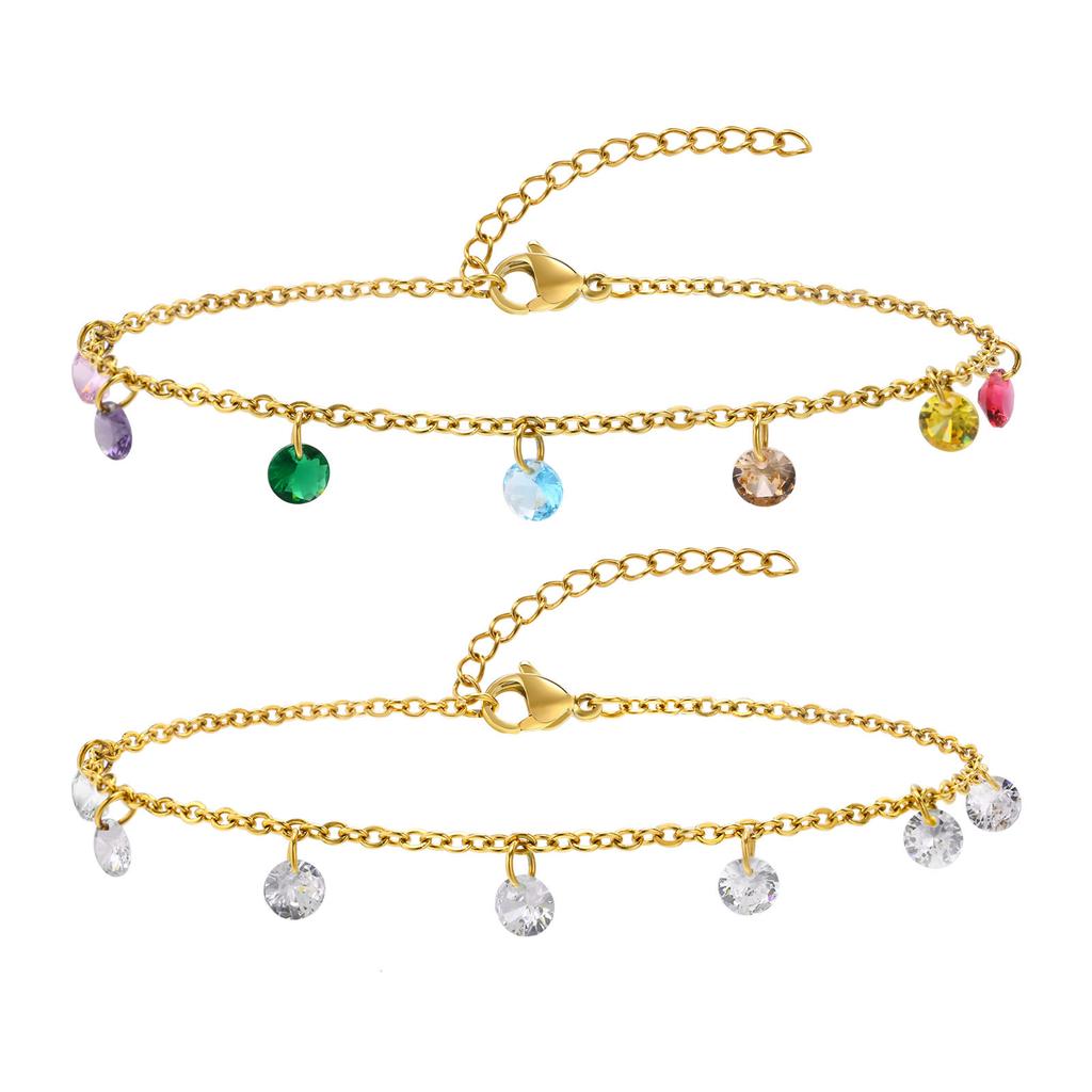 Charms Cubic Zirconia Anklet Bracelet On Leg for Women, Summer CZ Foot Chain, Elegant Delicate Beach Holiday Gift
