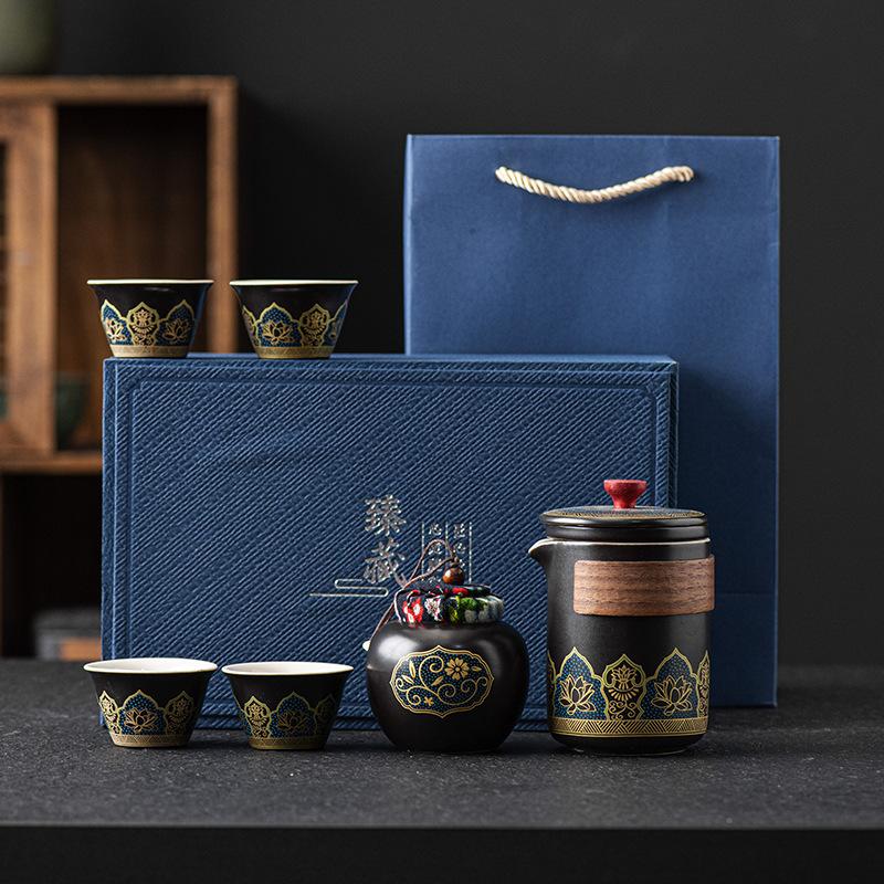Kung Fu tea set ceramic business gift company corporate travel express cup one pot four cups gift box