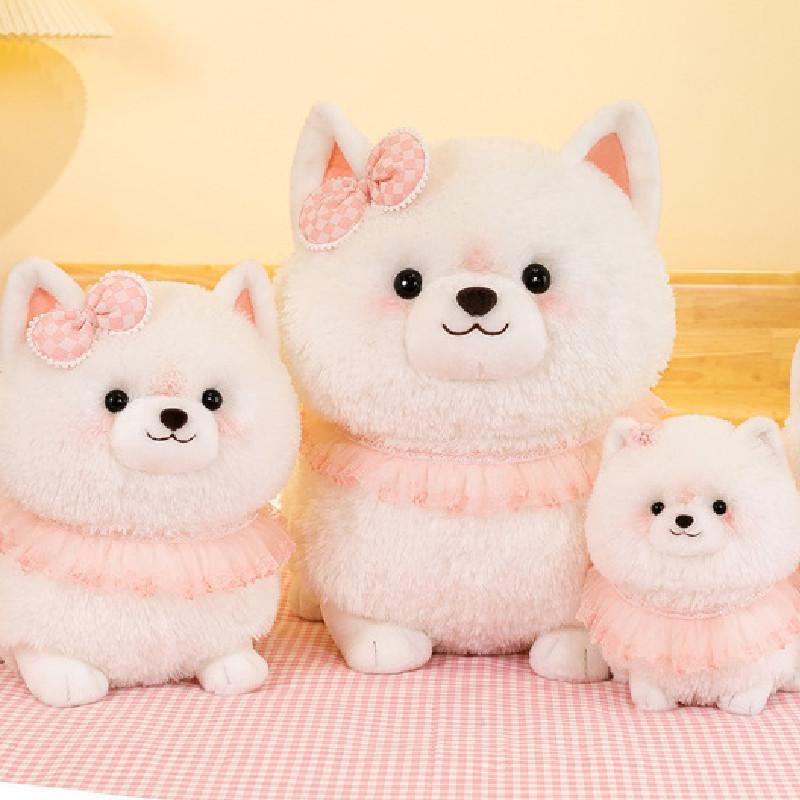 Adorable Pomeranian Plush Dog Toy Realistic Soft Cuddly Stuffed Animal Decoration