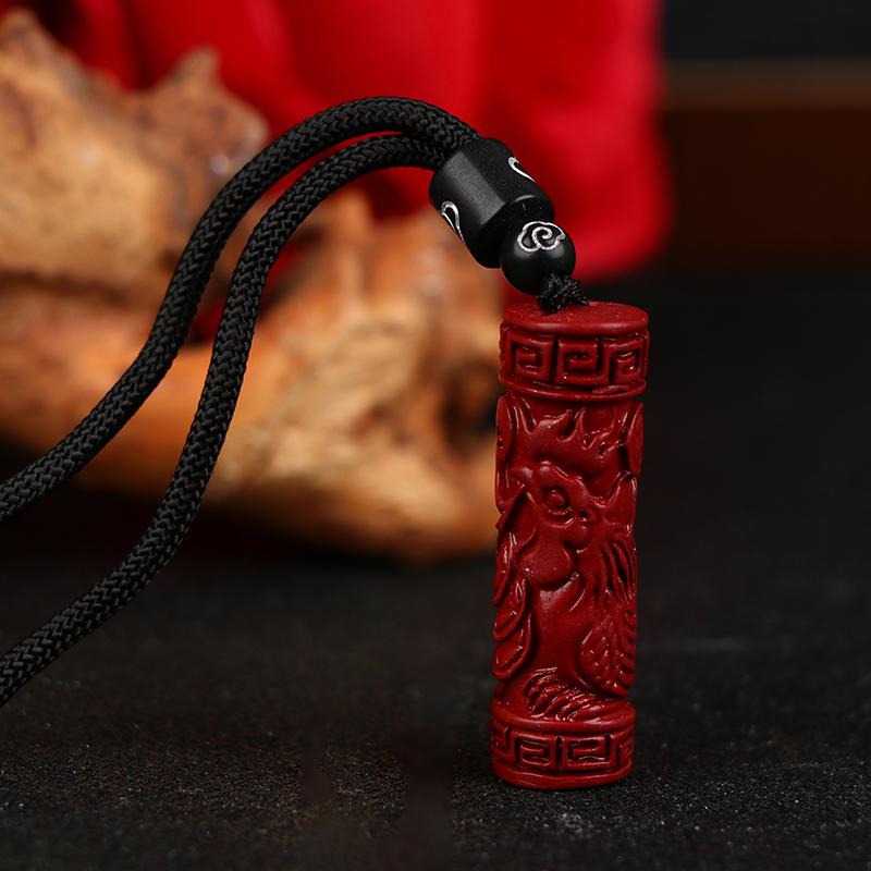 Luxuriöser roter Zinnober Anhänger Chinesisches Tierkreiszeichen Herzsutra Halskette Echter Naturschmuck Damen Accessoires Energie Geschenke