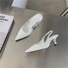 Fashion Pointed Toe Women Sandals 2025 New Arrivals Black White Silver Summer Dress Shoes Thin High Heels Elastic Band Ladies Party Mule