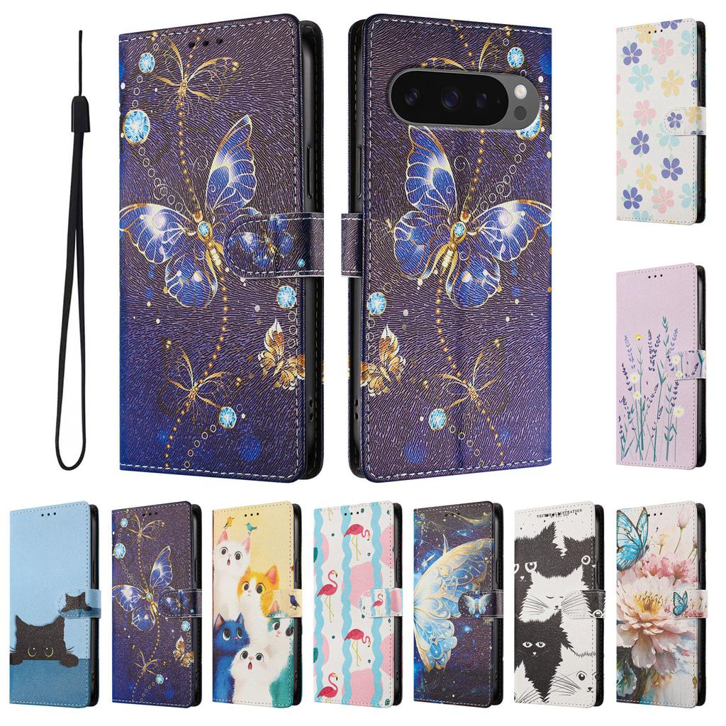 Printed Cartoon Magnetic Leather Wallet Case for Google Pixel 10A 10 9 9A 8 8A 7 7A 6 6A 5 5A 4A 5G Pro XL Phone Flip Book Cover