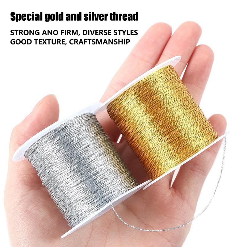 35M Weaving Gold Thread, Shiny Embroidery Thread, Shiny Silk Thread, DIY Handmade Accessories, Weaving Sewing Thread Tools