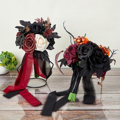 Halloween Decorative Bouquet Desktop Bouquet Dark and Terrifying Pumpkin Bouquet for The Day of The Dead