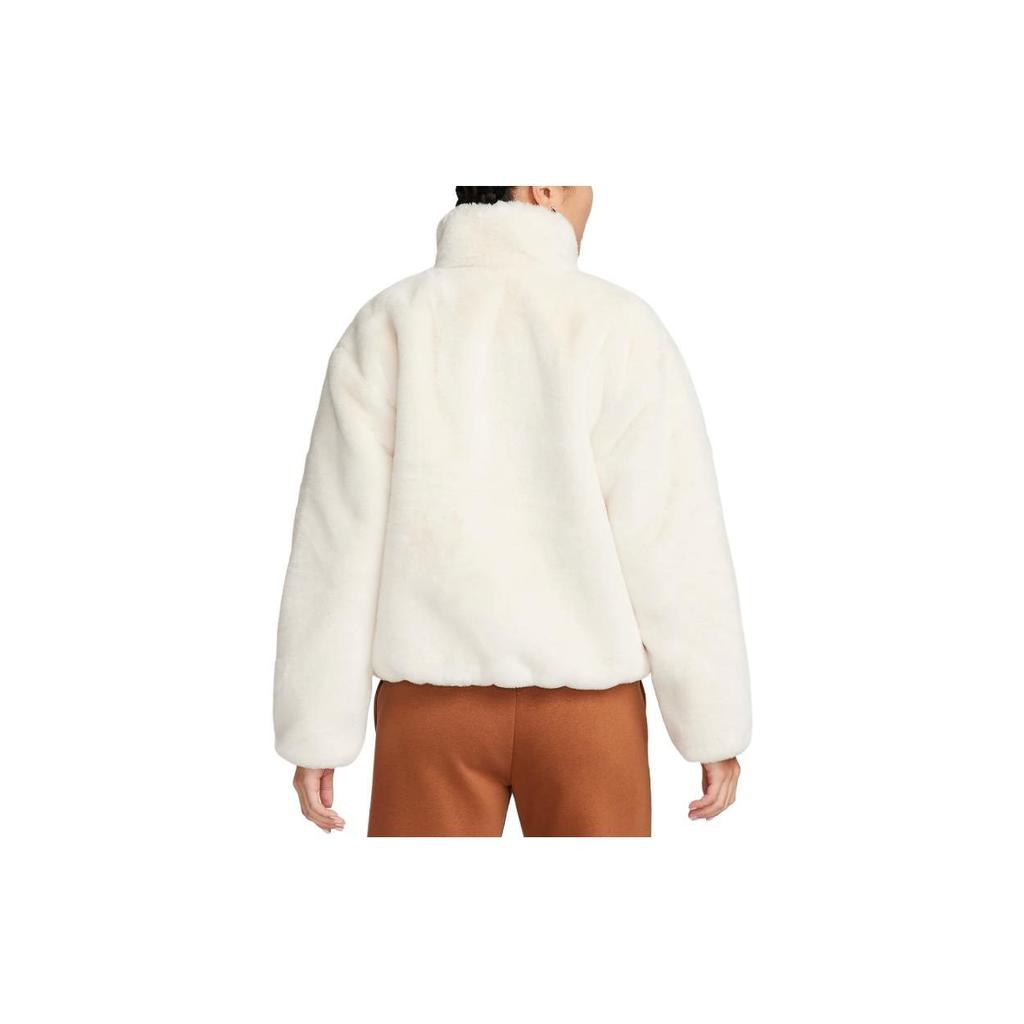 Nike Stand Collar Logo Long Sleeve Jacket Women jackets Beige DO3792-110