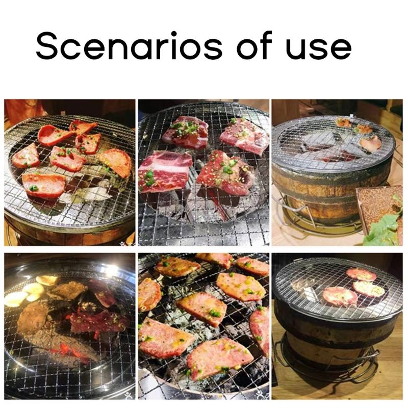 Multi-sizes Round Barbecue Camping Pot Rack Stainless Steel Grill Grate Mesh Pad Firewood Bushcraft- Grill for Outdoor