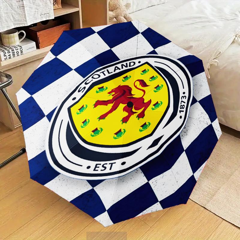 Ombrello Pieghevole Scozia Emblema Leone Rampante, Ombrello Automatico 8 Stecche per Viaggio, Campeggio Uso Regalo per Halloween Natale