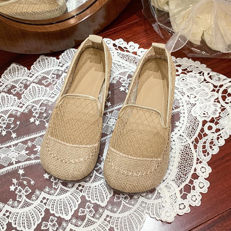 2025 summer new mesh lace breathable versatile fisherman shoes flat single shoes versatile outdoor casual single shoes