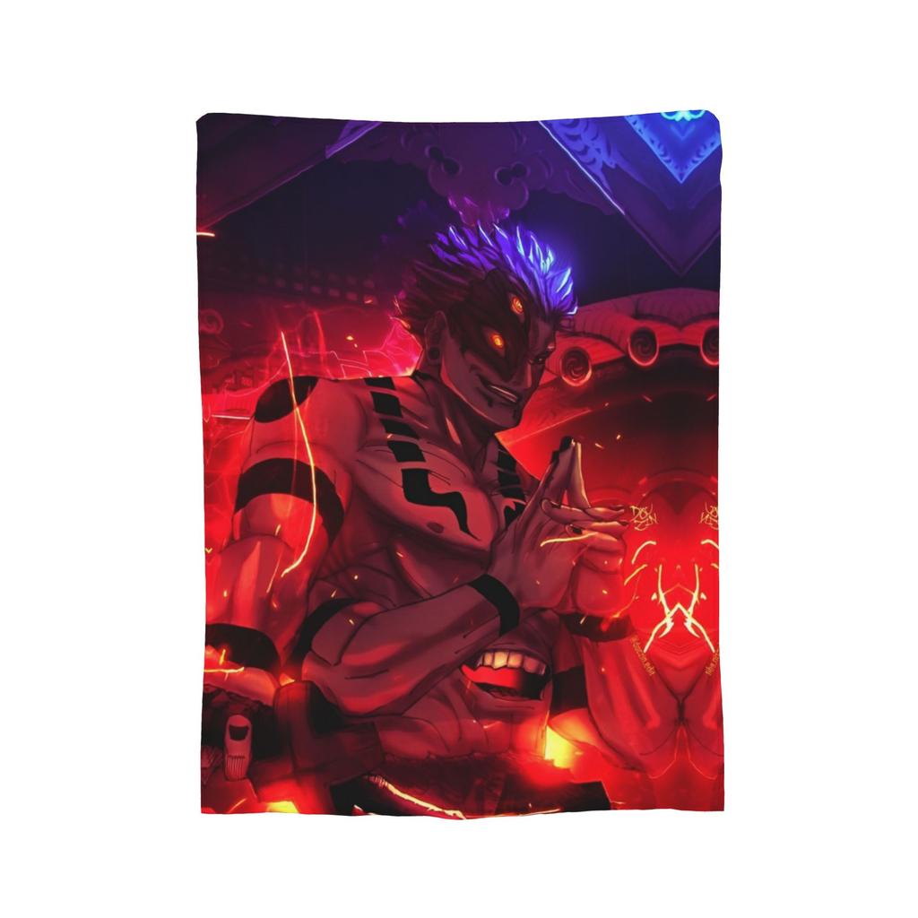 Ryomen Sukuna Velvet Throw Blanket Jujutsu Kaisen Anime Blanket for Sofa Travel Lightweight Bedspread,