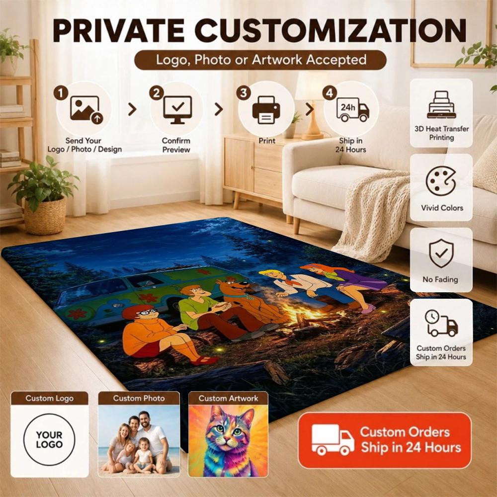 Mystery Inc Campfire Night Tales Printed Rug Soft Texture Nonslip Carpet For Kids Bedroom Play Area Home Decor Great Holiday Gift