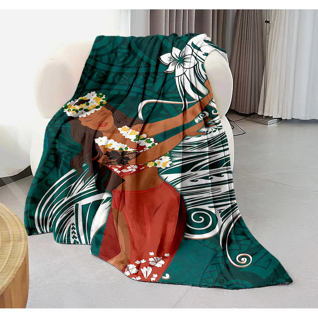 Tahiti-Inseln Mädchen Muster Decke für Sofa Bett Reise Camping Wohnzimmer Büro Klimadecke für alle Jahreszeiten Geschenke