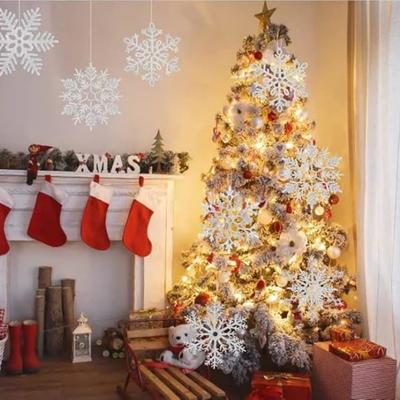 Christmas Pendant Paper Snowflakes Decoration Paper Snowflakes Hanging Christmas Drop Ornaments For New Year Celebration Winter