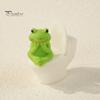Funny Animal Toilet Figurines 2Pcs Resin Meditation Pig And Frog Figurines, Ornament for Desktop Whimsical Vinyl Figures Bookshelf Decor, Humorous