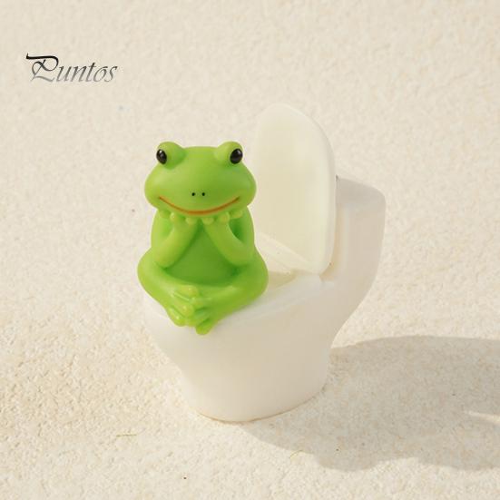 Funny Animal Toilet Figurines 2Pcs Resin Meditation Pig And Frog Figurines, Ornament for Desktop Whimsical Vinyl Figures Bookshelf Decor, Humorous