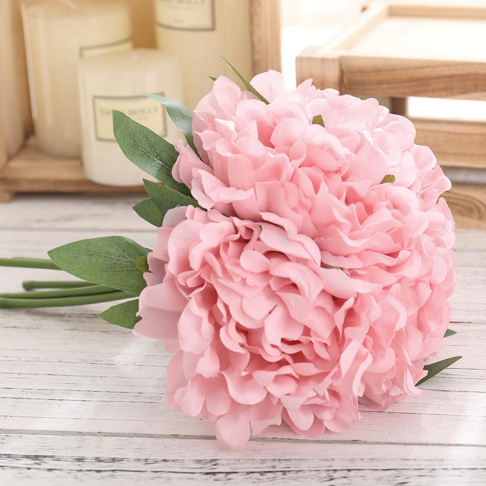 5-Head Artificial Hydrangea Peony Flowers High Quality Bride Bouquet Big Flower Home Wedding Living Room Fake Flowers Decoration