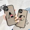 Black Letter Flower Matte Phone Case For iPhone 15 12 14 Pro Max Cases For iPhone 11 13 pro Back Cover fashion Shell Coque