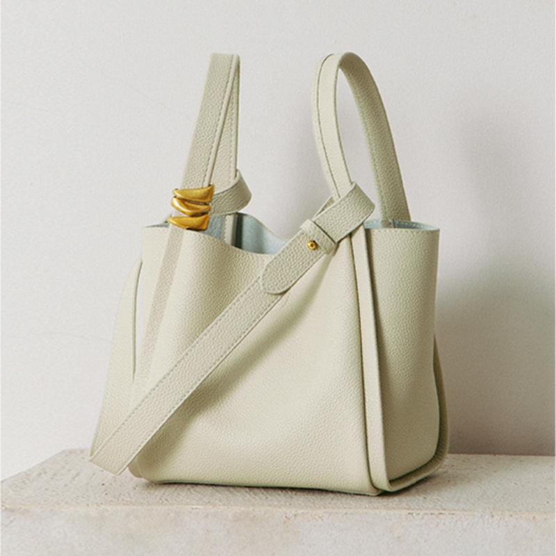 Real Cowhide Bag Women'S Season Vegetable Basket Soft Leather Women'S Bag One Shoulder Portable Messenger Women'S Bag