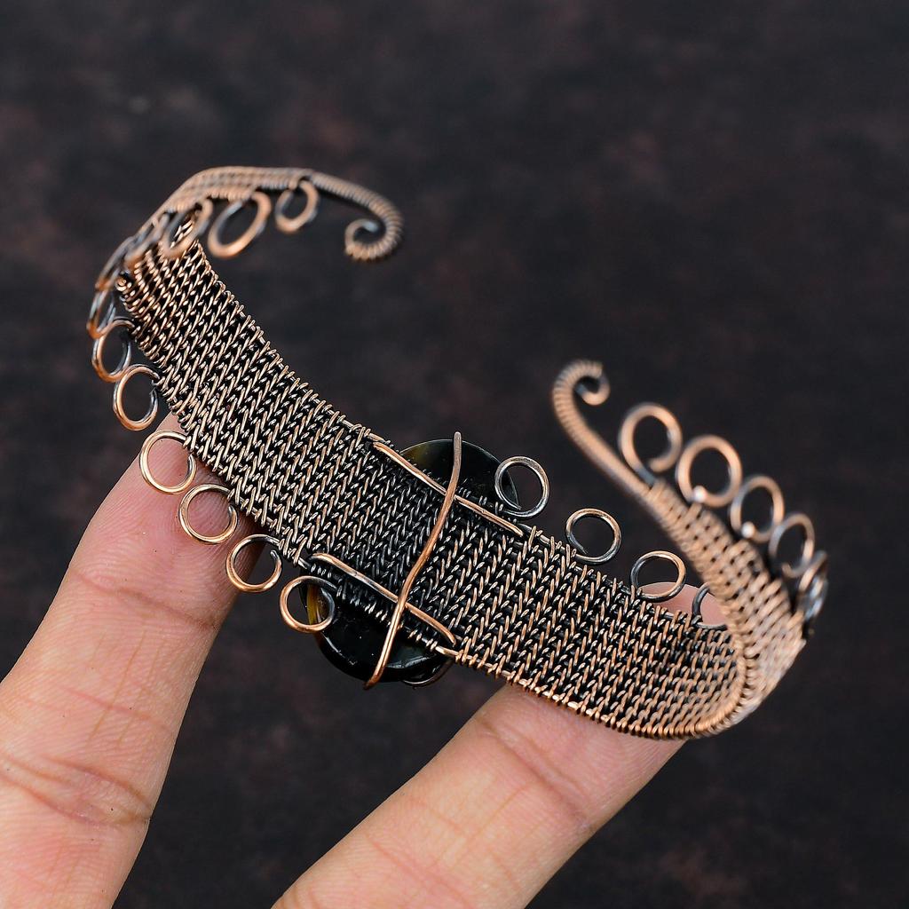 Nellite Bangle Copper Wire Wrapped Gemstone Cuff Bracelet Adjustable Bangle Handmade Cuff Bracelet Nellite Copper Wire Jewelry Gift For Wife