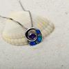 Blue Opal Inlay Vortex Pendant Necklace with Sweater Chain