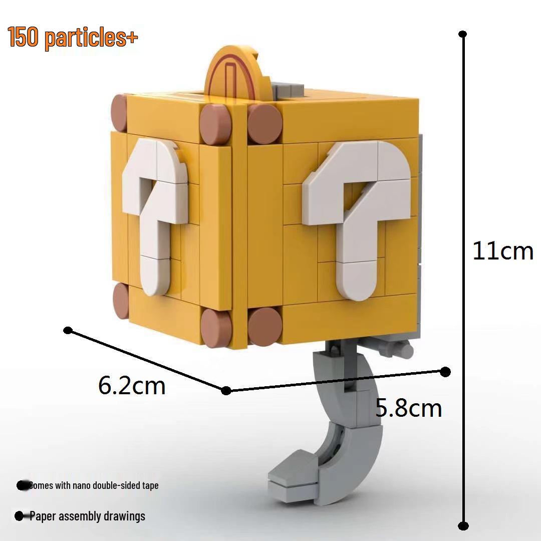 Super Mario Question Block Key Hook Ornament MOC Building Blocks Assembly Gift