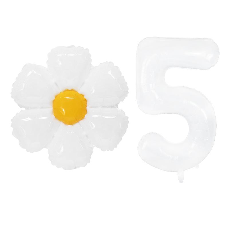 White Daisy Flower Foil Balloons with 32inch 0-9 Number Balloon Kids Birthday Party Decorations Baby Shower Air Globos INS Hot