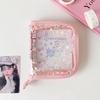 Korean Holographic Star PVC Card Holder - Cute Heart Zipper Album for Photocards & Journaling